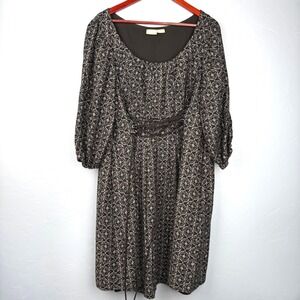 eShakti Custom Dress Corset Style‎ Puff Sleeves Black White Pockets Geometric